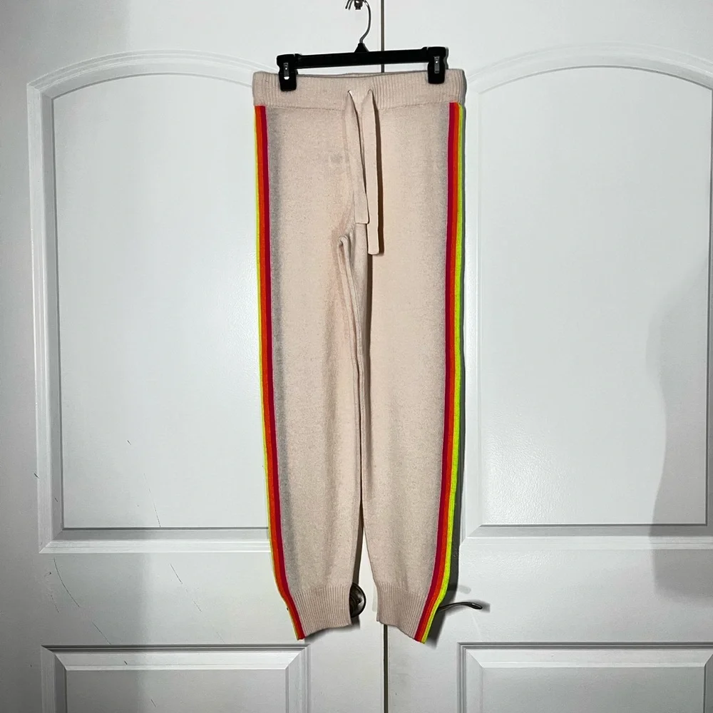 100% Cashmere Side Rainbow Stripes Jogger